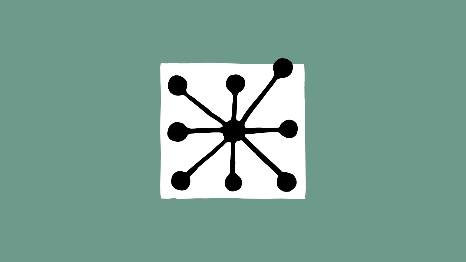 A hub with eight spokes radiating out from it