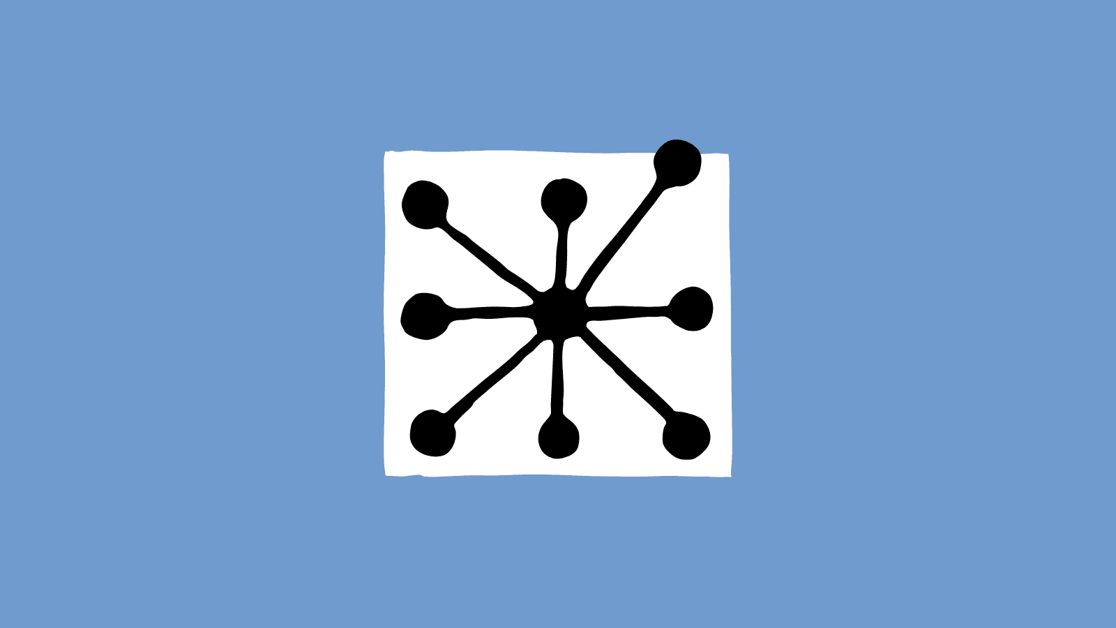 A hub with eight spokes radiating out from it